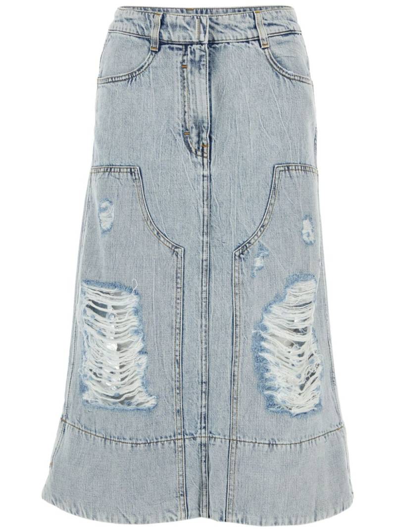 Givenchy ripped detailing denim skirt - Blue von Givenchy