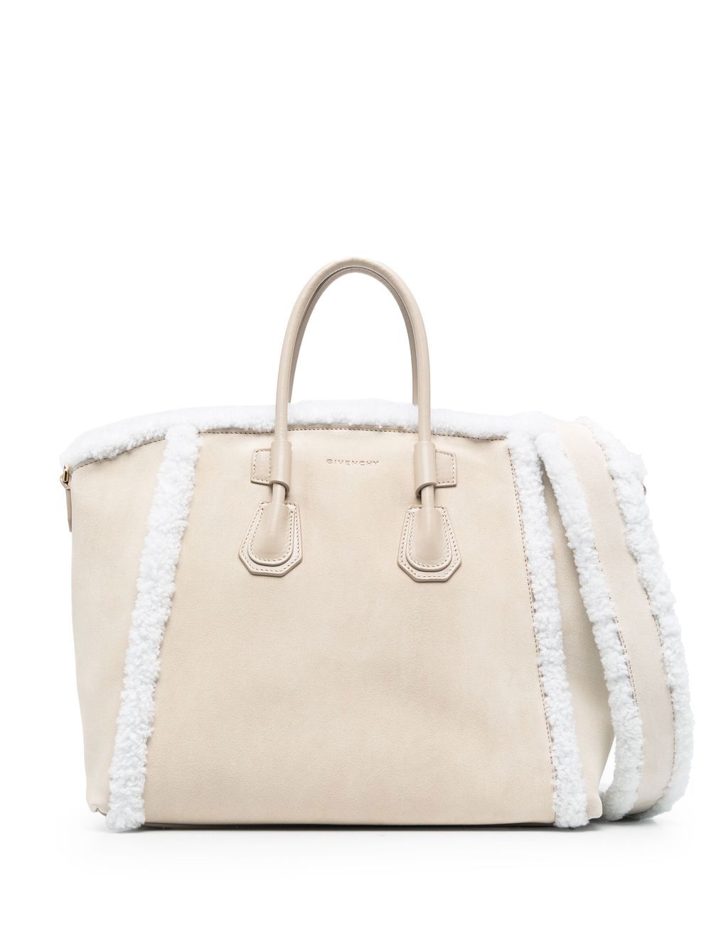 Givenchy shearling-trim leather tote bag - Neutrals von Givenchy