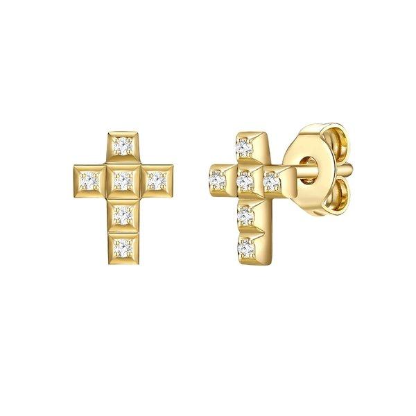 Ohrstecker Kreuz Damen Gold 8mm von Glanzstücke München