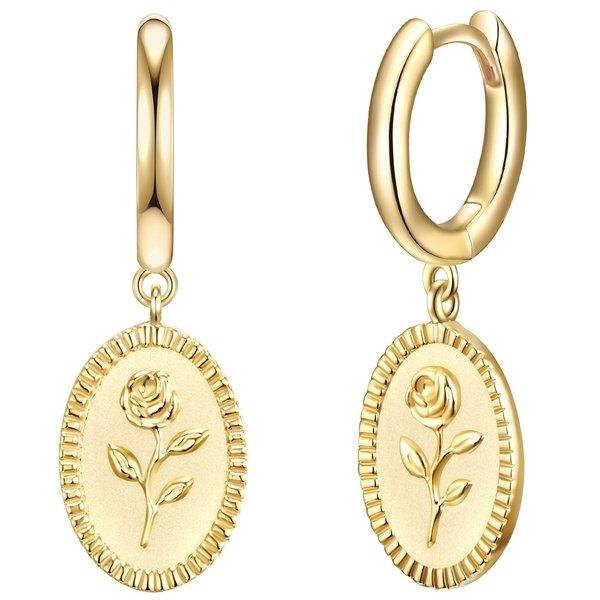 Creolen Blume Damen Gold 25mm von Glanzstücke München