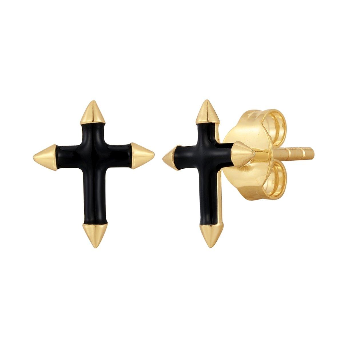 Ohrstecker Kreuz Damen Gold 9mm von Glanzstücke München