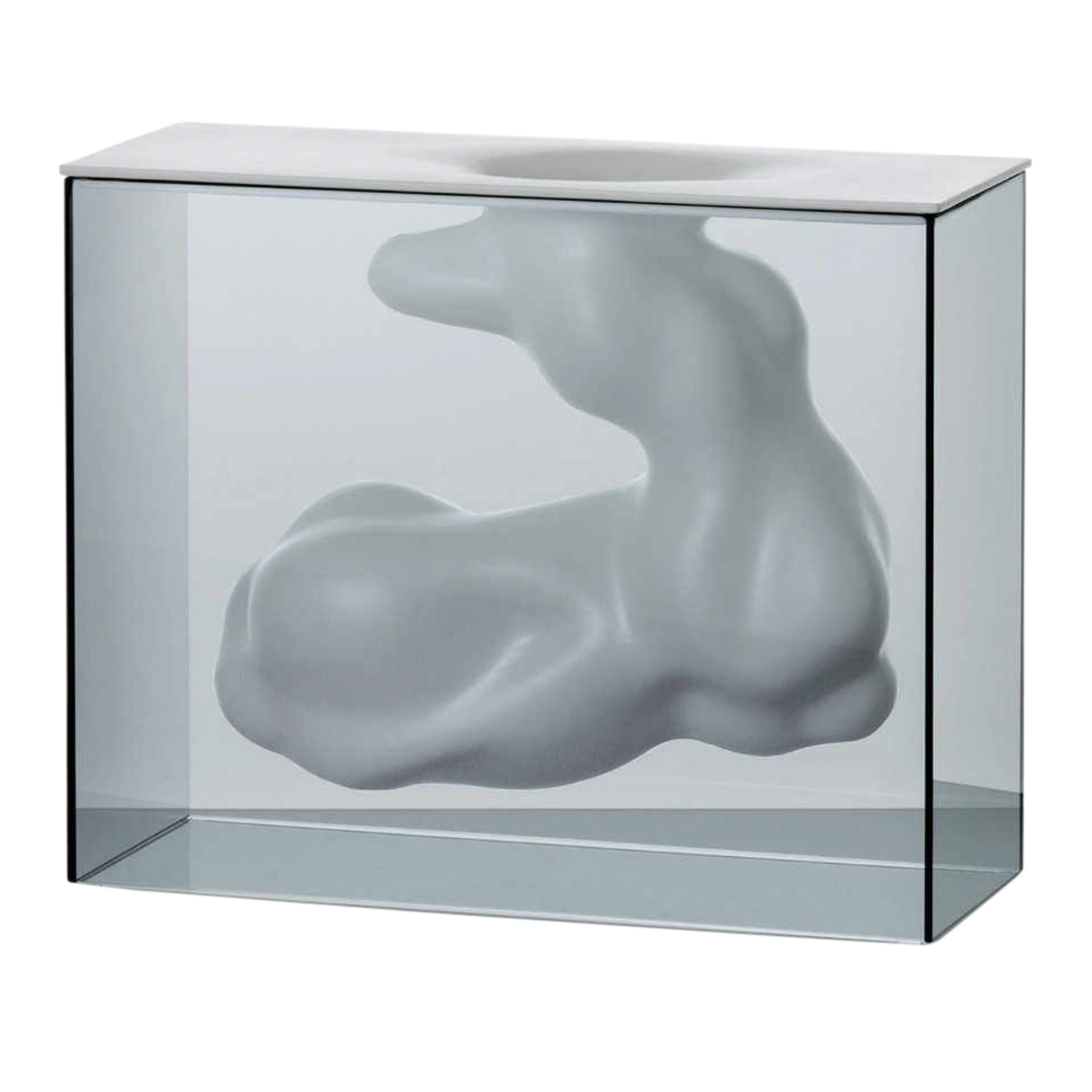 Angelo e Angela Vase, Grösse h. 45 x t. 23 x l. 60 cm, Farbe platin lackiert von Glas Italia