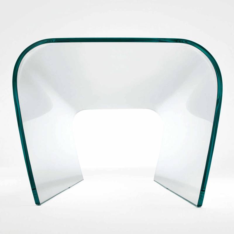 Bent Glass Stool Hocker, Ausführung extralight klarglas von Glas Italia