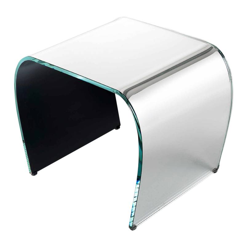 Bent Glass Stool Hocker, Ausführung spiegelglas von Glas Italia