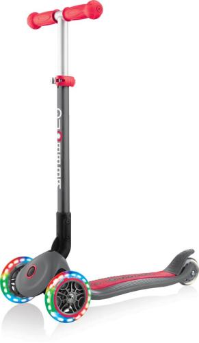Globber Mini Scooter Primo Foldable Lights Anodized T-Bar - grau-rot Globber Mini Scooter Primo Foldable Lights Anodized T-Bar - grau-rot von Globber