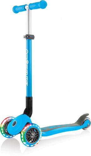 Globber Mini Scooter Primo Foldable Lights Anodized T-Bar - himmelblau Globber Mini Scooter Primo Foldable Lights Anodized T-Bar - himmelblau von Globber