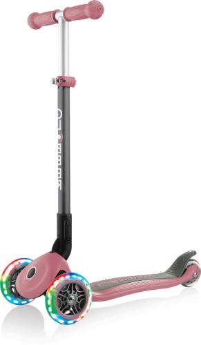 Globber Mini Scooter Primo Foldable Lights Anodized T-Bar - pastel pink von Globber