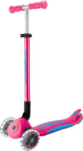 Globber Mini Scooter Primo Foldable Plus Lights - fuchsia, sky blue von Globber