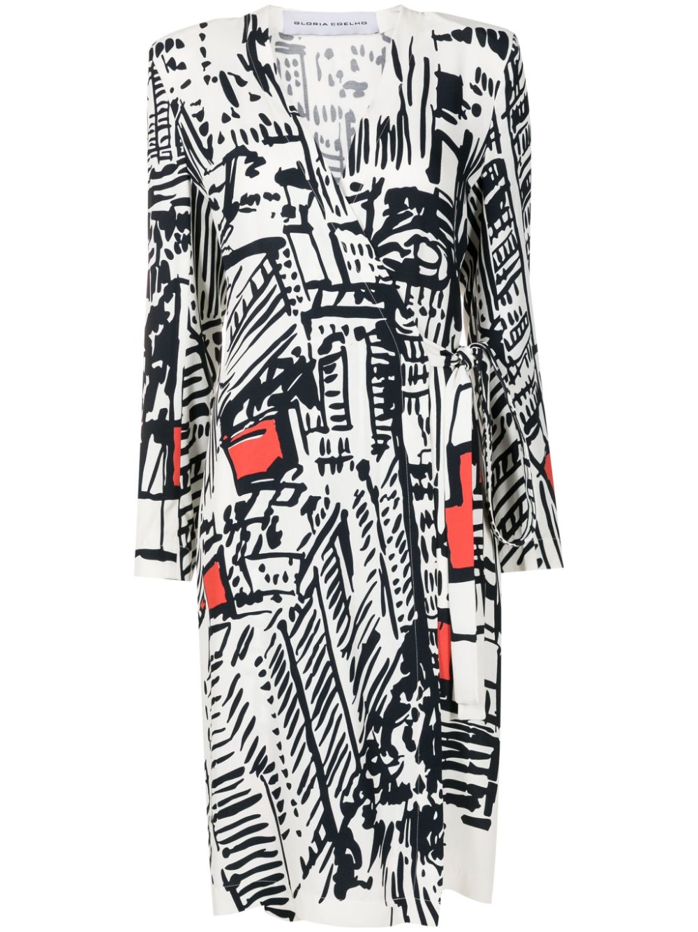 Gloria Coelho abstract-print wrap dress - Multicolour von Gloria Coelho