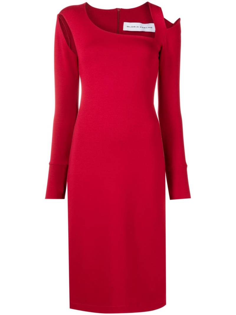 Gloria Coelho asymmetric-neck midi dress - Red von Gloria Coelho