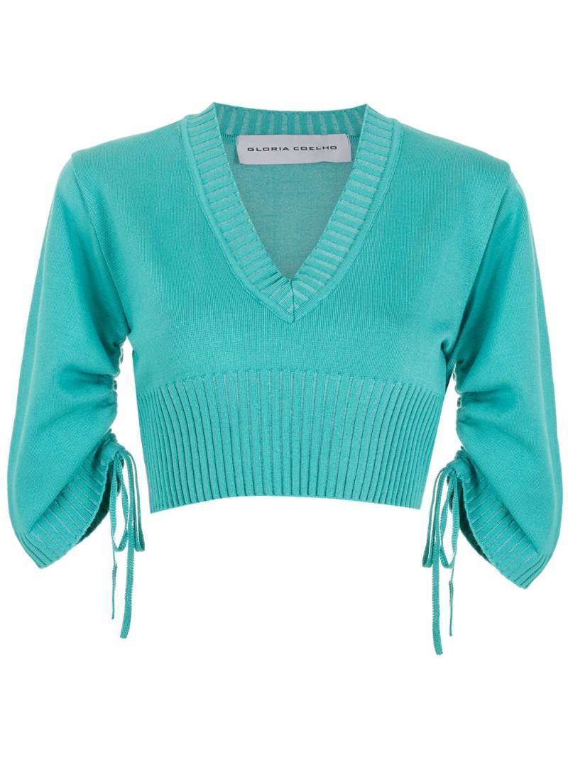 Gloria Coelho cropped tricot top - Blue von Gloria Coelho