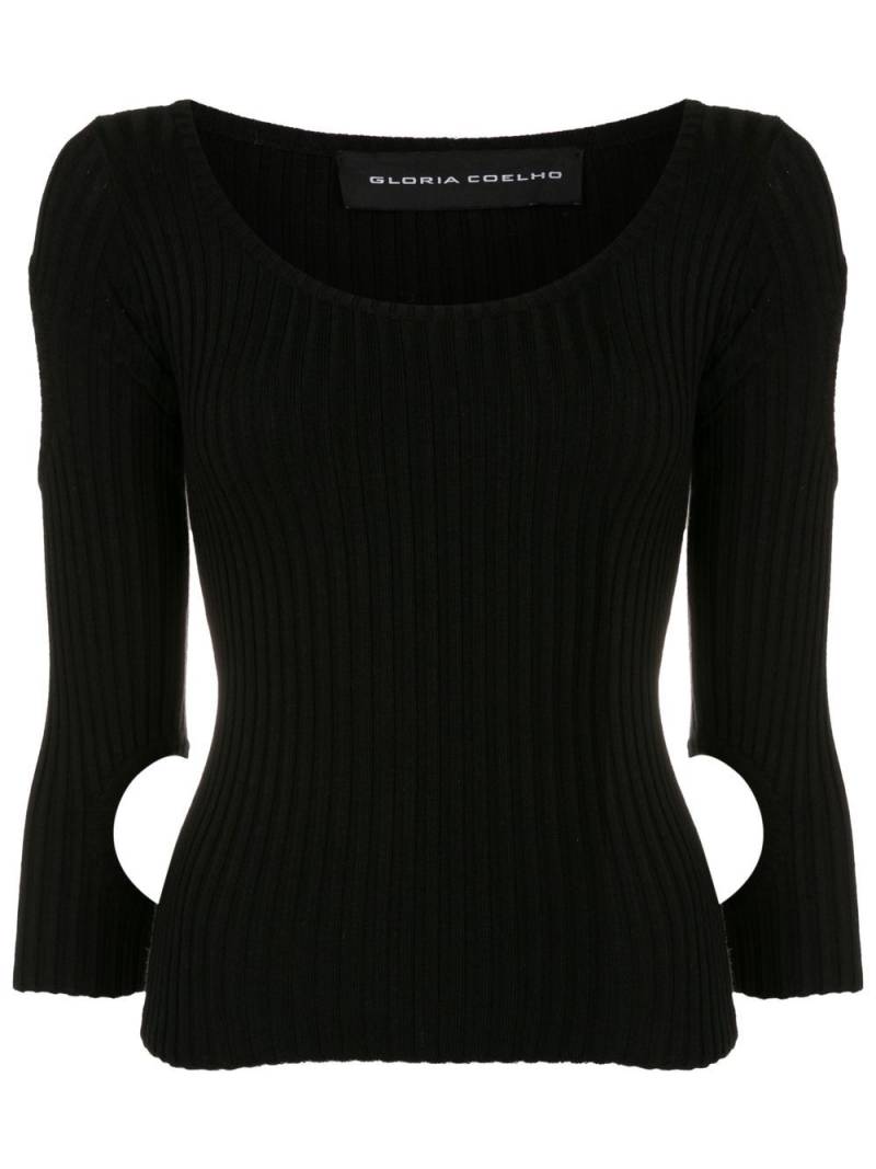 Gloria Coelho cut-out three-quarter sleeve top - Black von Gloria Coelho