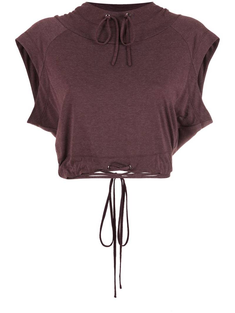 Gloria Coelho drawstring cropped hooded blouse - Brown von Gloria Coelho