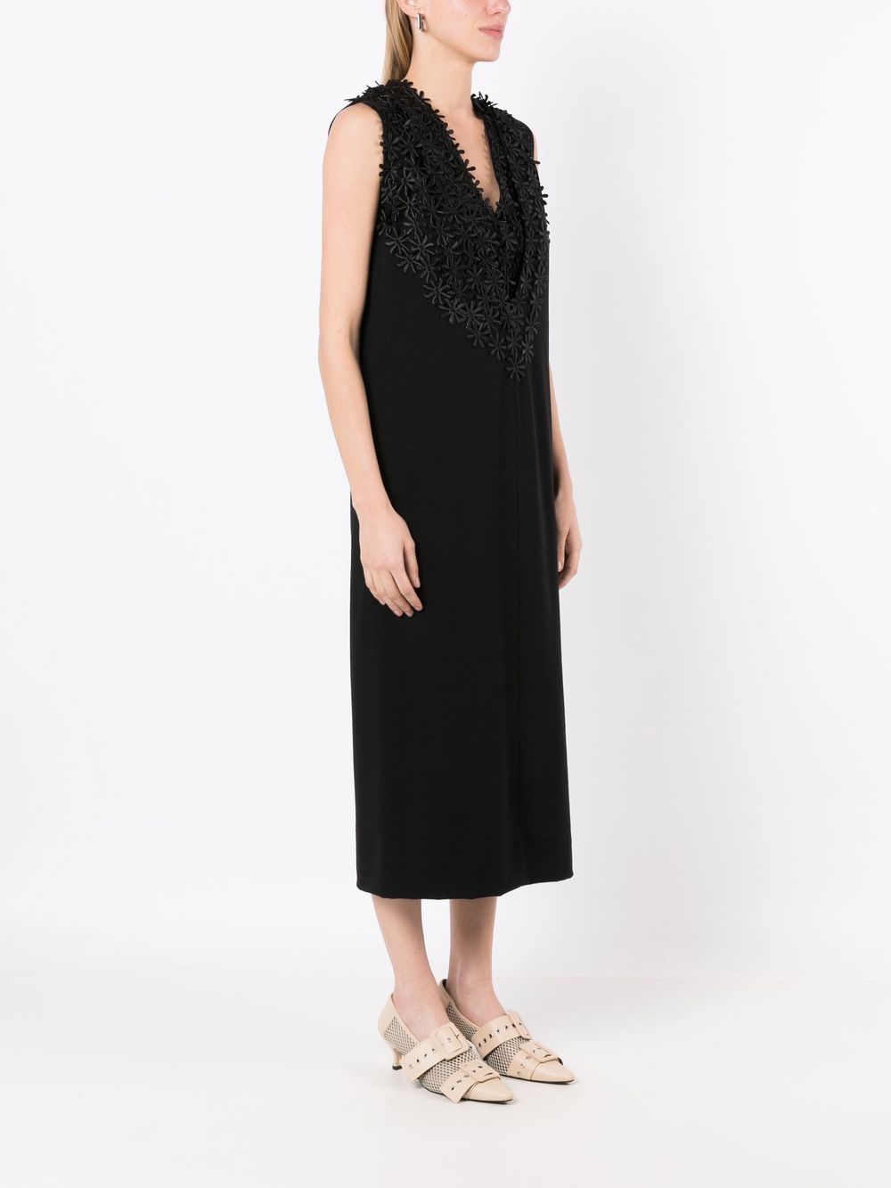 Gloria Coelho floral-appliqué midi dress - Black von Gloria Coelho