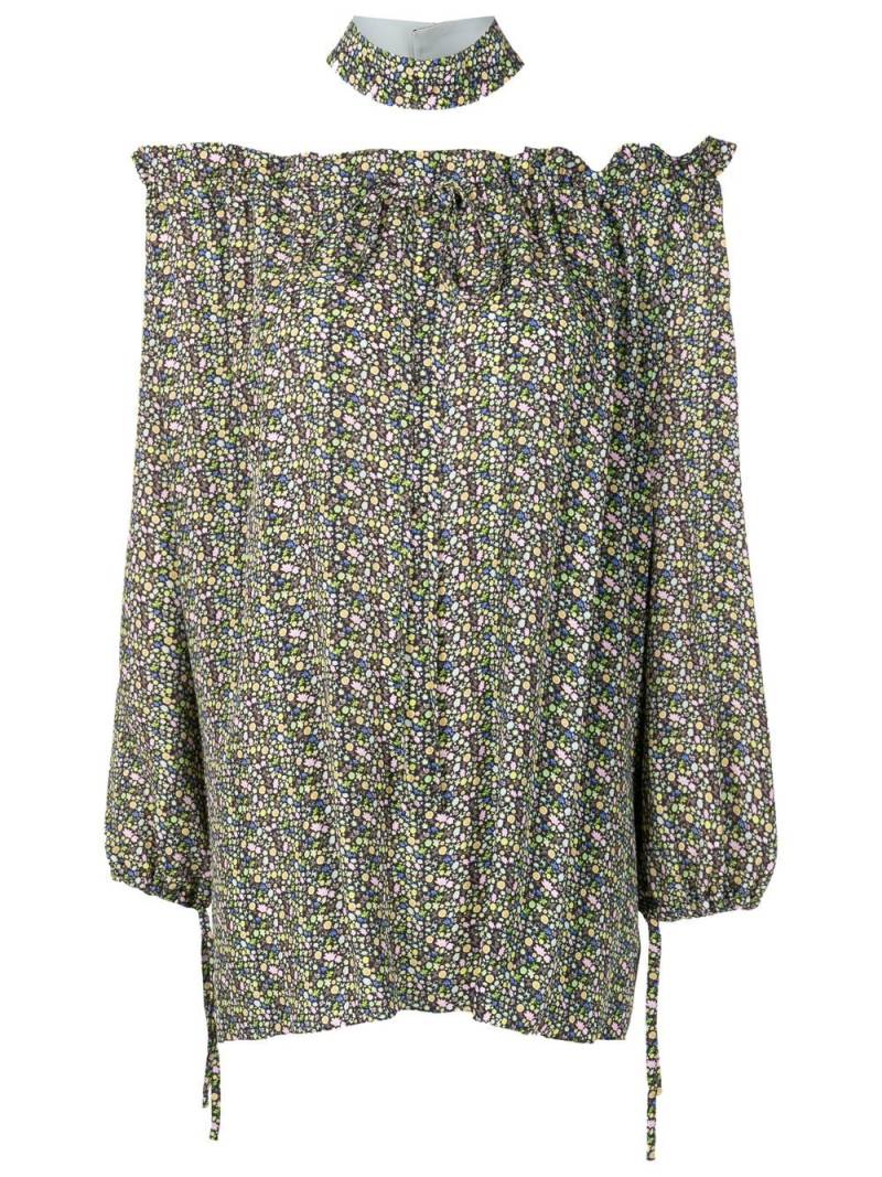 Gloria Coelho floral-print off-shoulder blouse - Green von Gloria Coelho