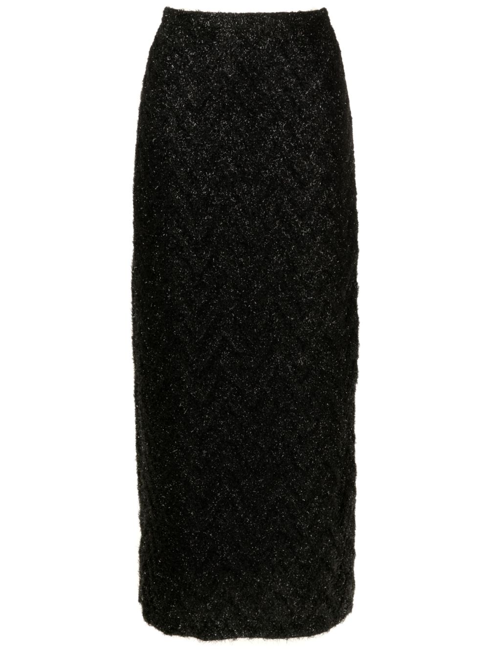 Gloria Coelho high-waisted tinsel midi skirt - Black von Gloria Coelho