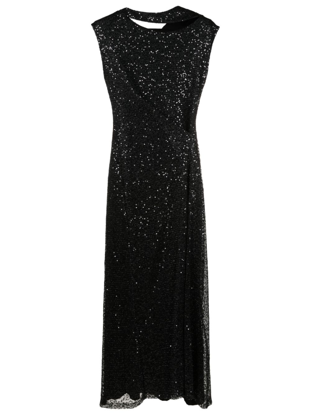 Gloria Coelho sequin-embellished asymmetric-neck dress - Black von Gloria Coelho