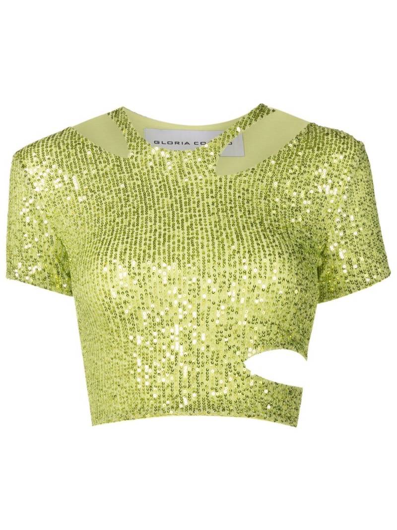 Gloria Coelho sequin-embellished cropped top - Green von Gloria Coelho