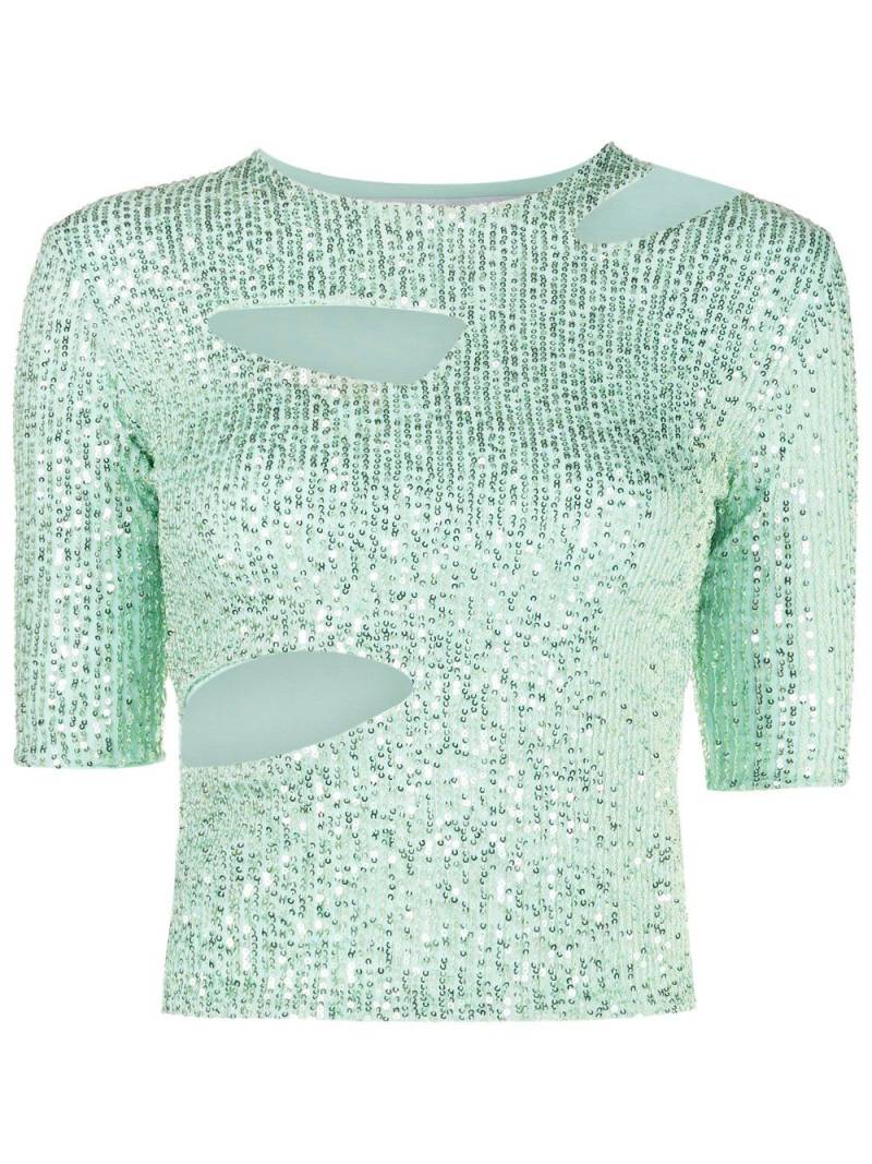 Gloria Coelho sequin-embellished cut-out top - Green von Gloria Coelho