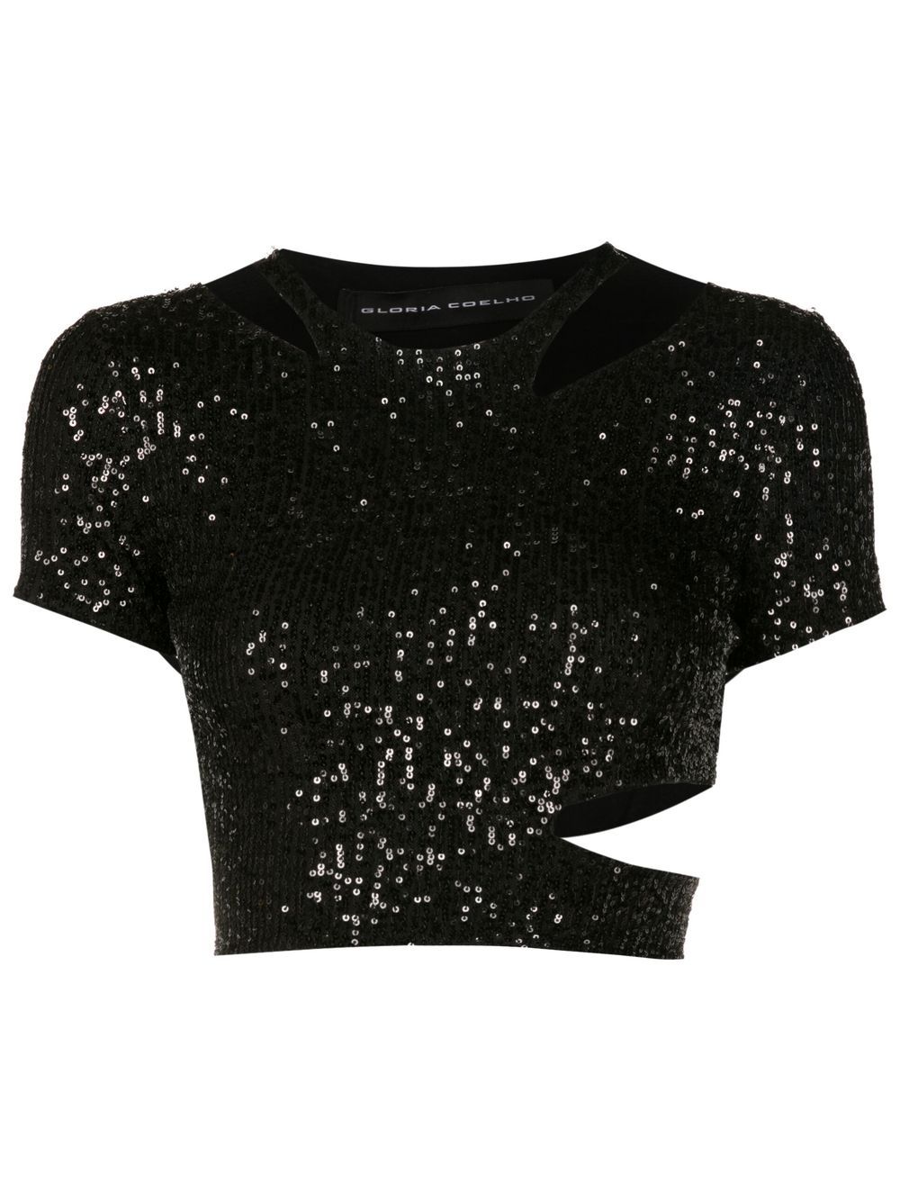 Gloria Coelho sequin short-sleeve top - Black von Gloria Coelho