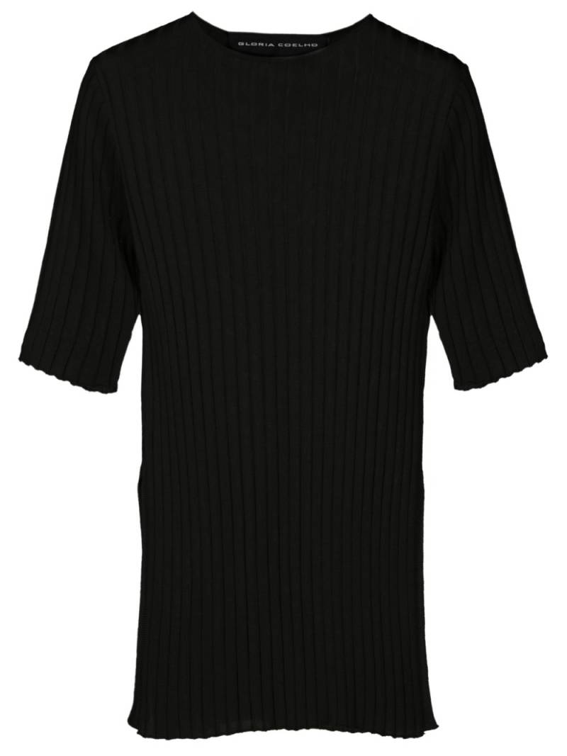 Gloria Coelho side-slits ribbed T-shirt - Black von Gloria Coelho