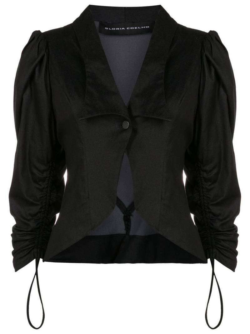 Gloria Coelho spread-collar puff-sleeves fitted jacket - Black von Gloria Coelho