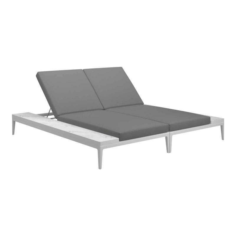 Grid Double Lounger Ceramic Liege, Gestell java, Plattform emperor ceramic, Stoffbezug coal 144 von Gloster