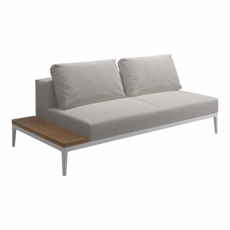 Grid End Table-Element Teak Modulsofa, Gestell meteor, Stoffbezug fog 145, Position Plattform links (vor dem sofa stehend) von Gloster