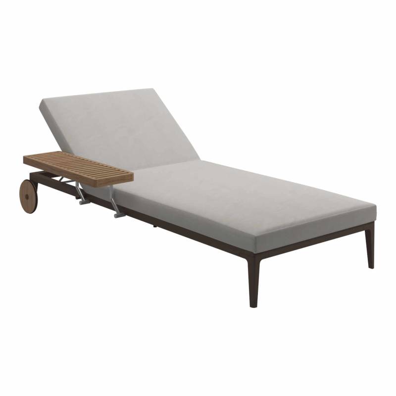 Grid Lounger Liege, Gestell weiss, Stoffbezug sand 147 von Gloster