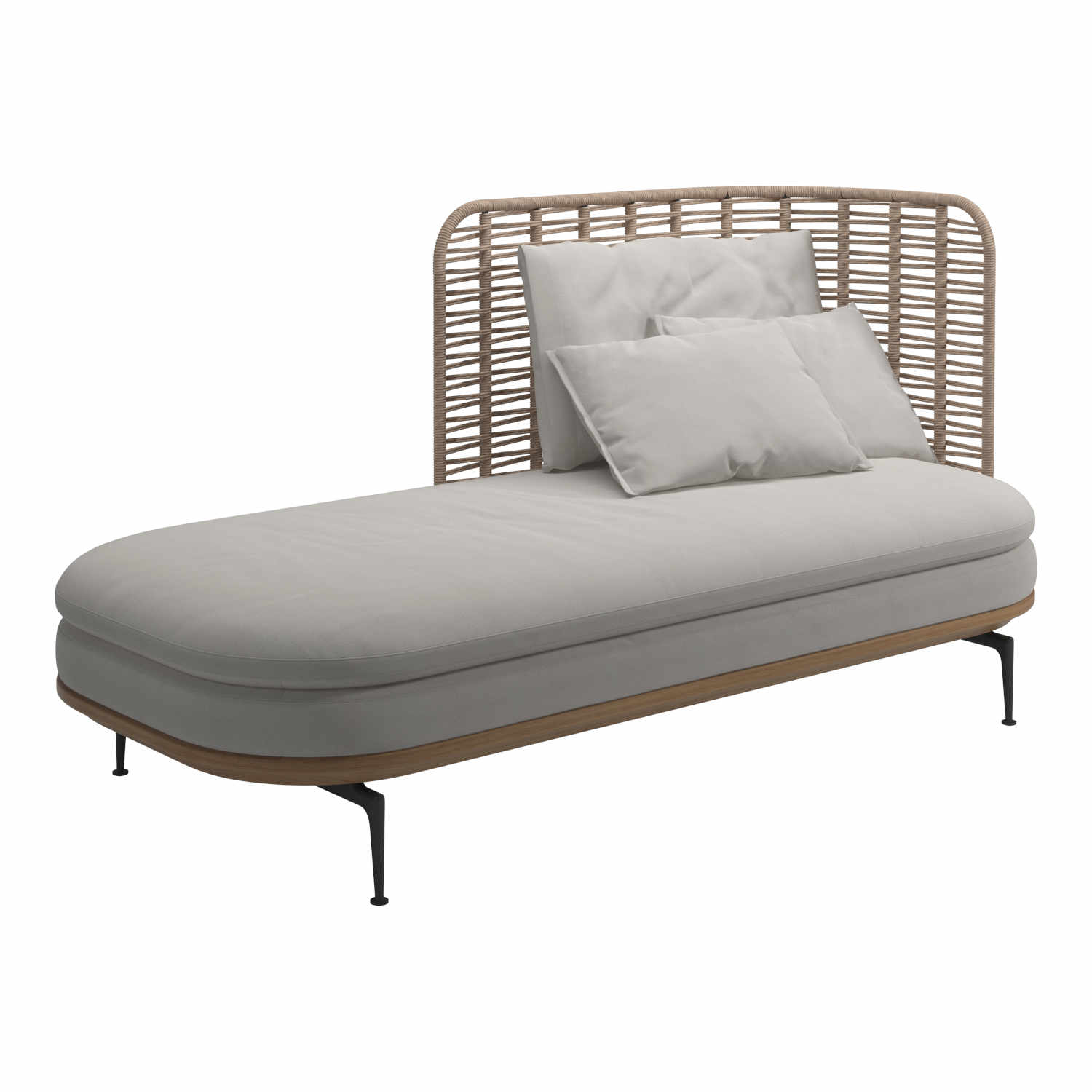 Mistral High Back Chaise Liege, Ausrichtung links, Stoffbezug clay 143 von Gloster