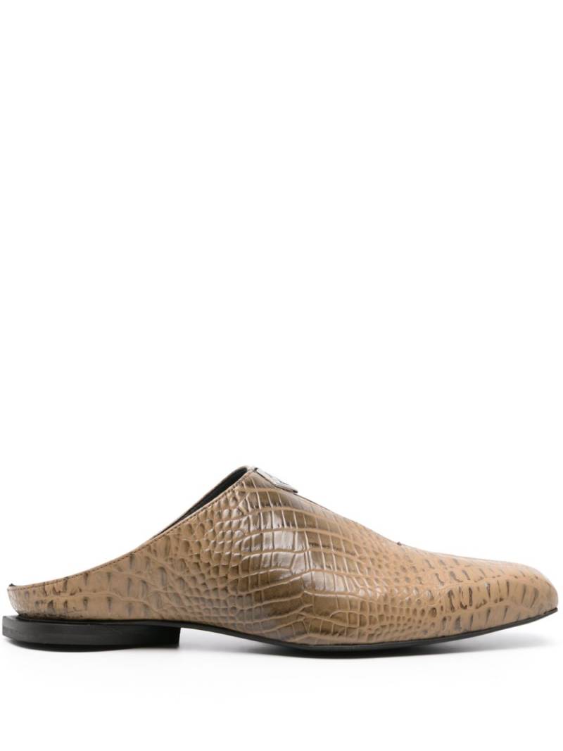 GmbH Jamal crocodile-embossed slippers - Brown von GmbH