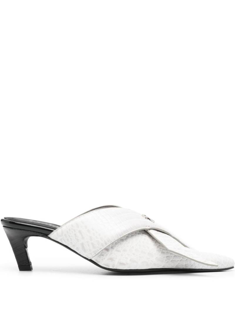 GmbH Zina 60mm croc-embossed mules - White von GmbH