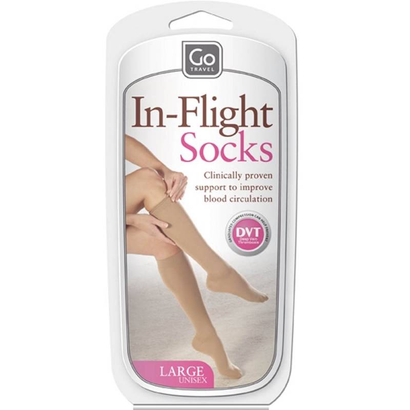 Flight Socks - Kompressionsstrümpfe L - BEIGE von Go Travel