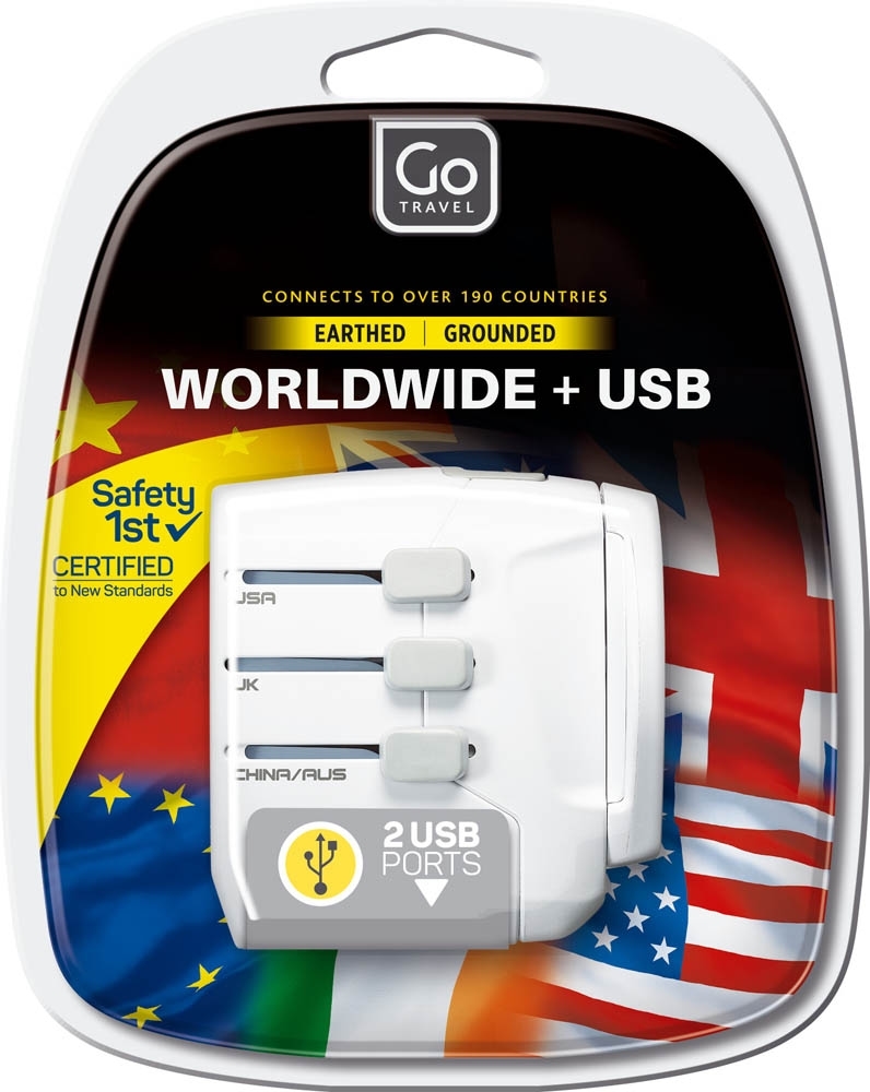 Worldwide Adaptor + USB Earthed von Go Travel