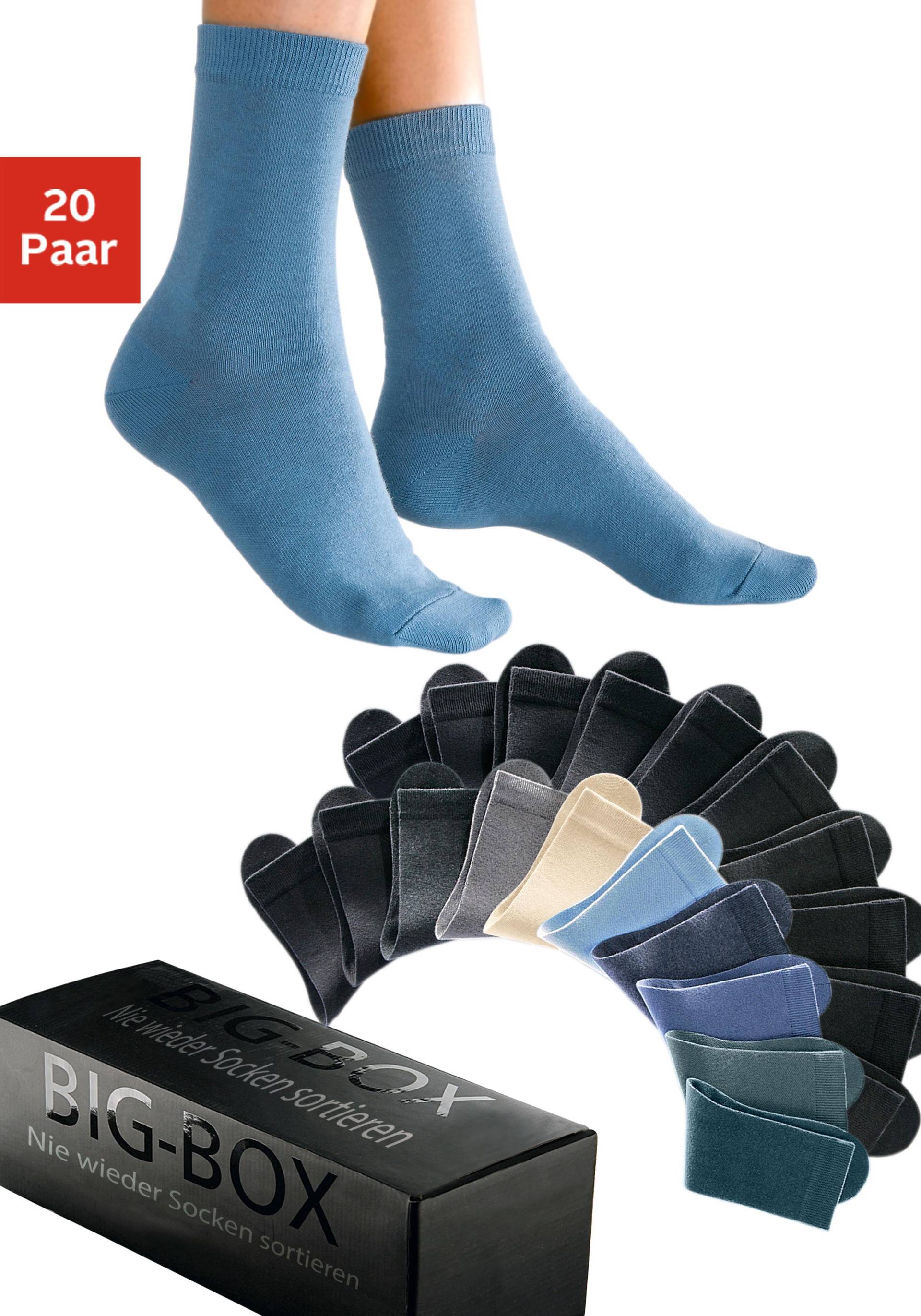 Go in Basicsocken »mit Baumwolle und Komfortbund, ohne drückende Naht«, (Box, 20 Paar), in der grossen Big-Box von Go in