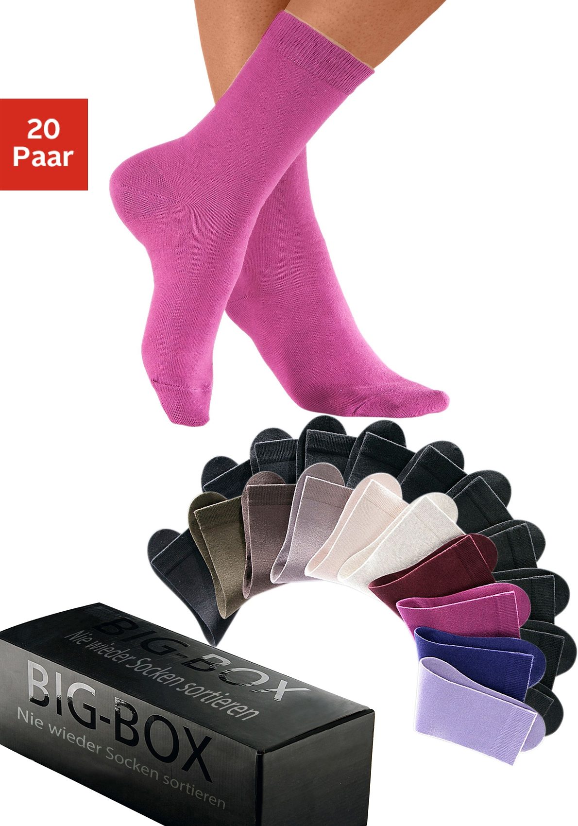 Go in Basicsocken, (Box, 20 Paar), in der grossen Big-Box von Go in