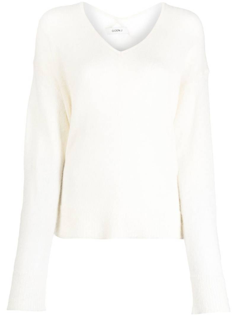 Goen.J V-neck knitted sweater - White von Goen.J