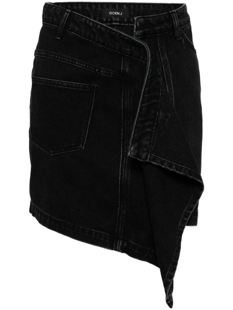 Goen.J asymmetric draped denim skirt - Black von Goen.J