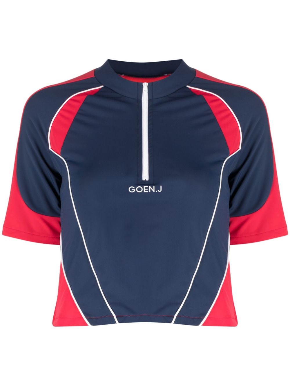 Goen.J colour-block logo-embroidered top - Blue von Goen.J