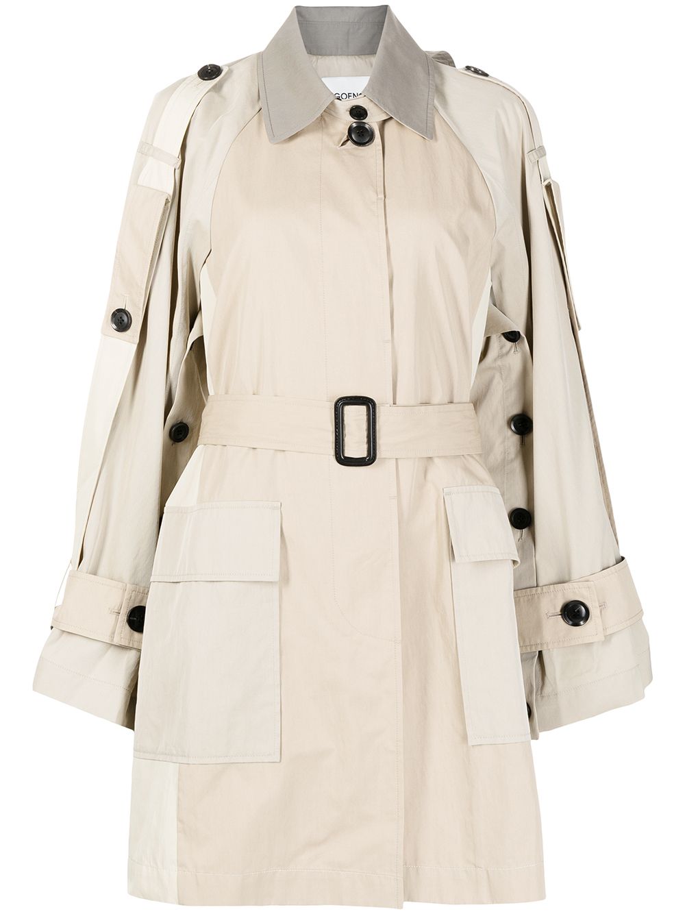 Goen.J colour-block oversized trench coat - Brown von Goen.J