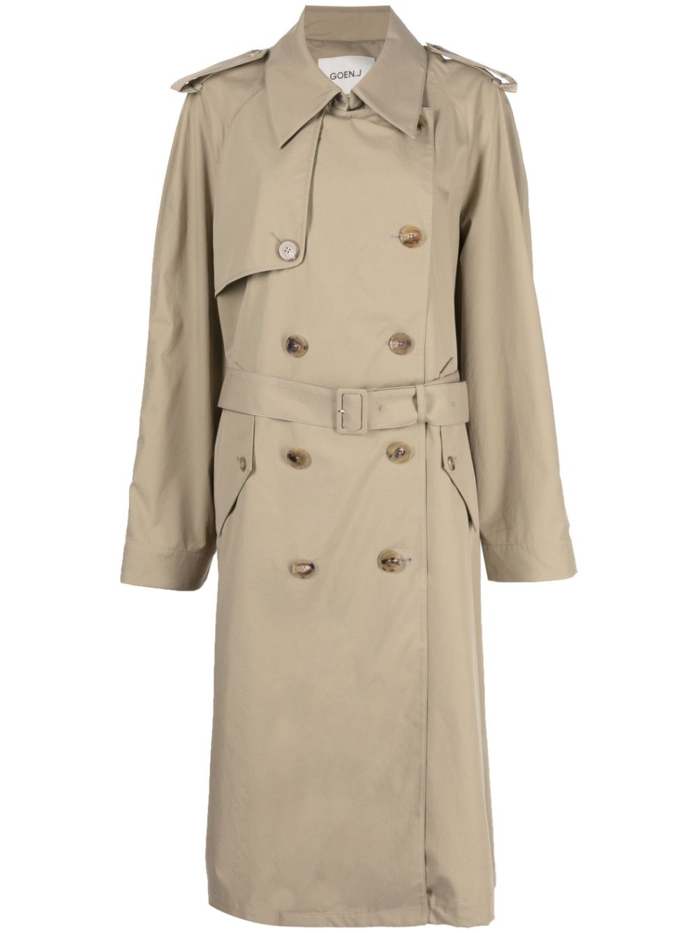 Goen.J contrast-panel double-breasted trench coat - Brown von Goen.J