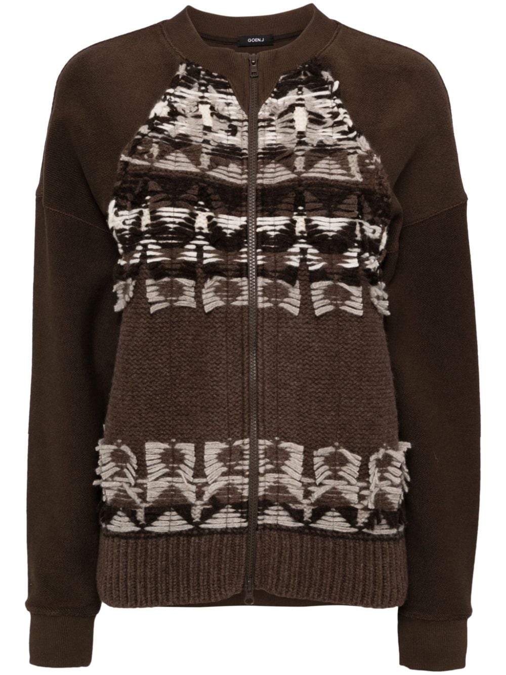 Goen.J contrast zip-up cardigan - Brown von Goen.J