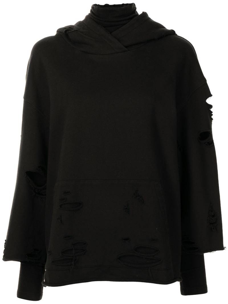 Goen.J destroyed layered hoodie - Black von Goen.J