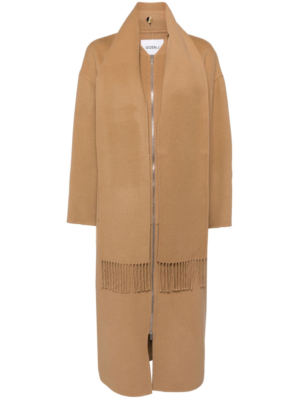 Goen.J detachable-muffler zip-up coat - Neutrals von Goen.J