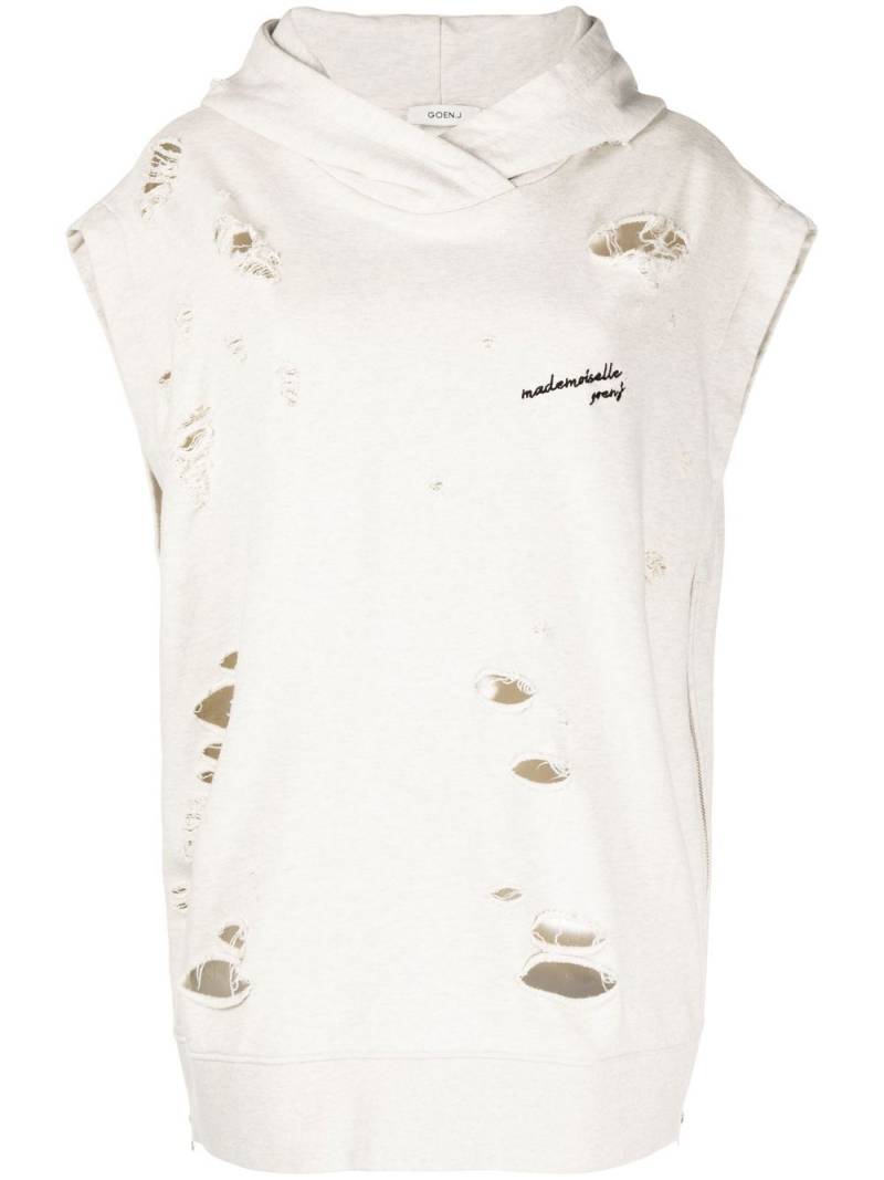 Goen.J distressed effect sleeveless hoodie - White von Goen.J