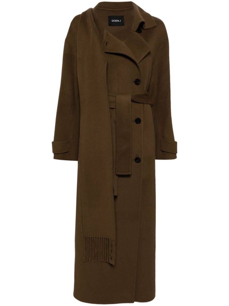 Goen.J double-faced one-side muffler coat - Brown von Goen.J