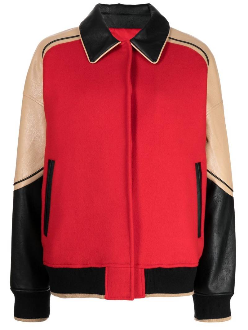 Goen.J faux-leather trim wool bomber jacket - Red von Goen.J