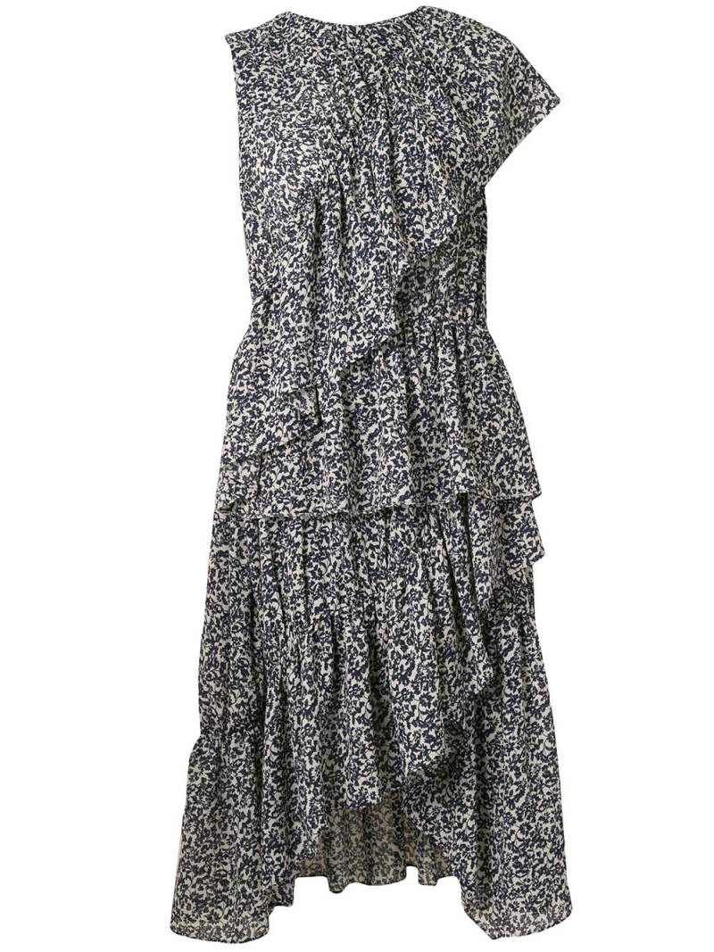 Goen.J floral print asymmetric ruffled dress - Blue von Goen.J