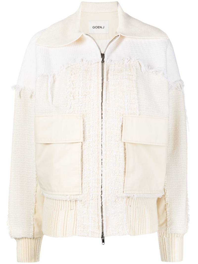 Goen.J frayed-detail bomber jacket - White von Goen.J