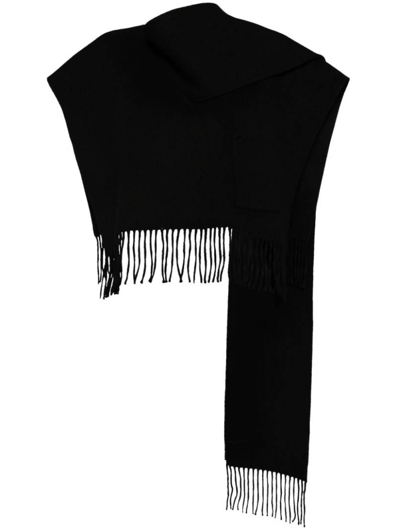 Goen.J fringed muffler poncho - Black von Goen.J